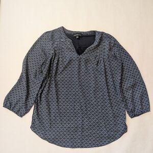 Blue Relaxed Fit Blouse with Balloon Sleeves